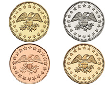 See our wide range of metals and sizes for tokens