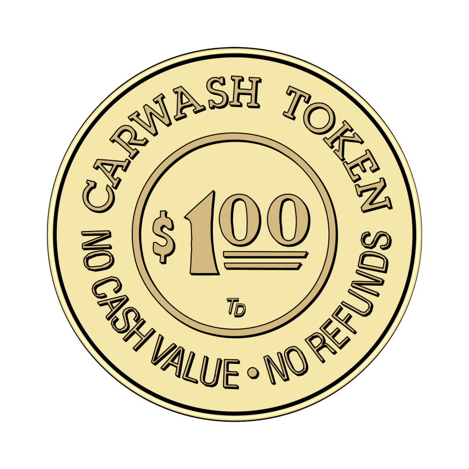 1.073" Brass Carwash $1 No Cash Value Ficha de Lavacoches Token