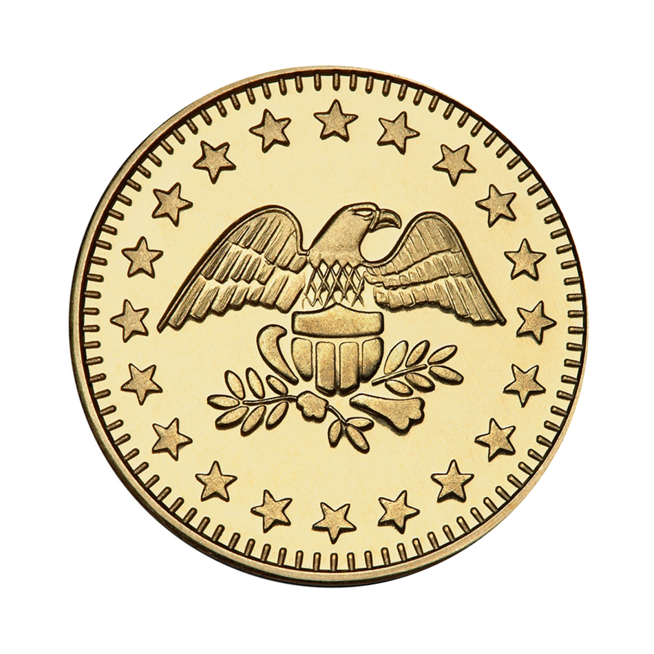 0.880" Brass Eagle Stars No Cash Value Token