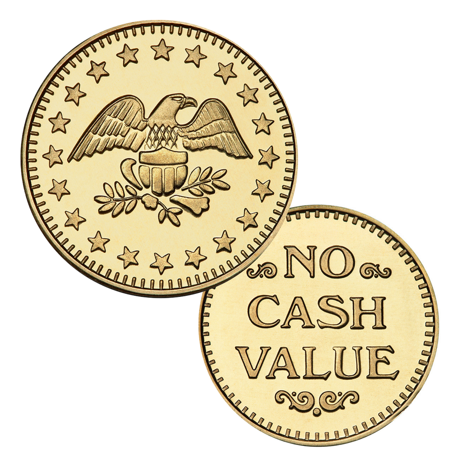 0.880" Brass Eagle Stars No Cash Value Token