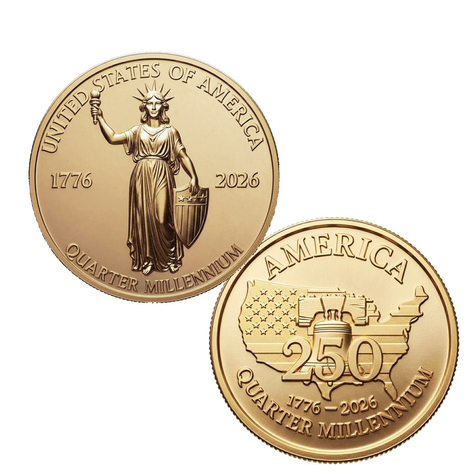 America 250 Golden Brass Commemorative Coin