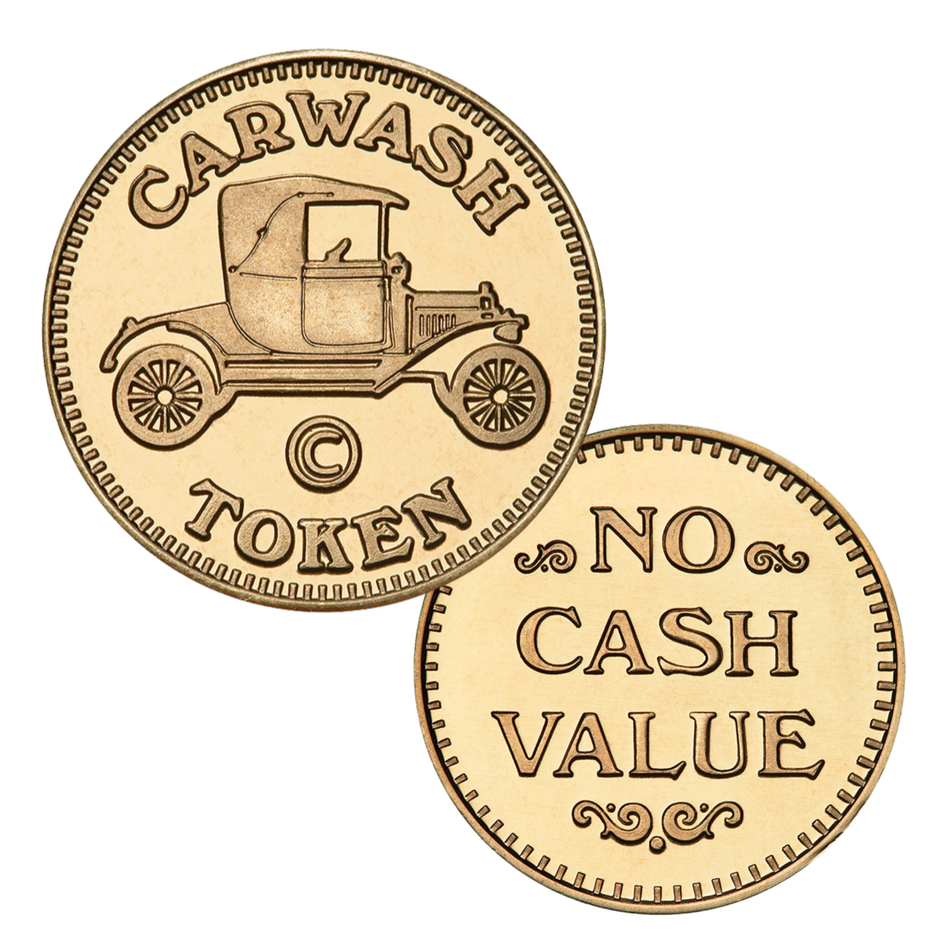 0.984" Red Brass Car Wash No Cash Value Token