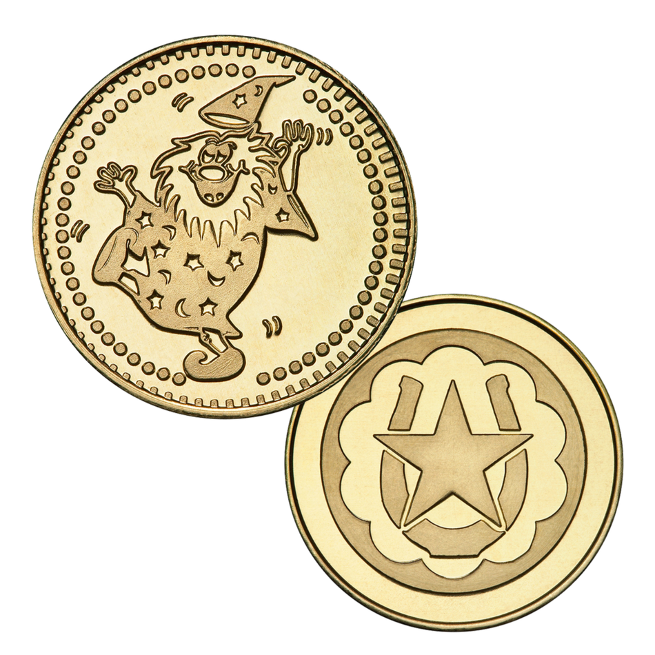 0.900" Brass Wizard Horseshoe Star Token