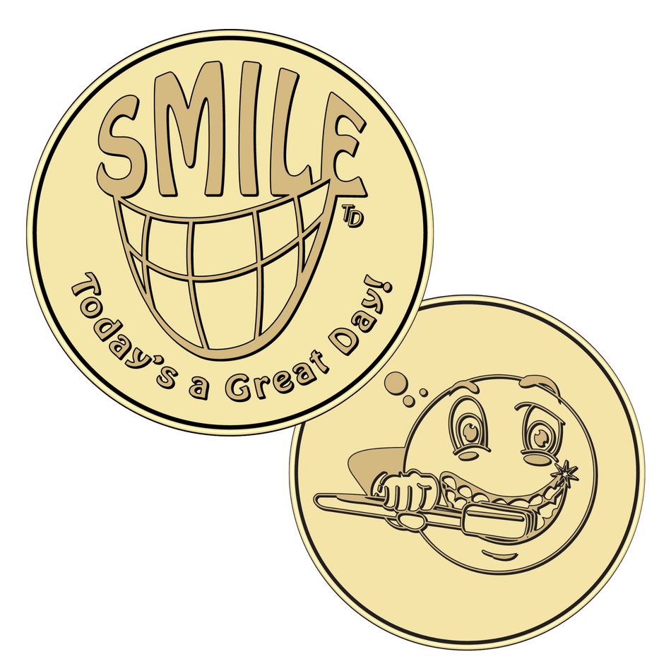0.984" Brass Smile Brushing Teeth Token