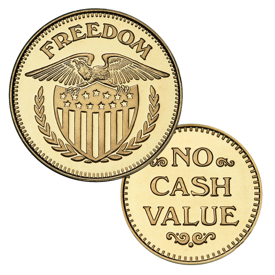 0.900" Brass Freedom Eagle with Shield No Cash Value Token