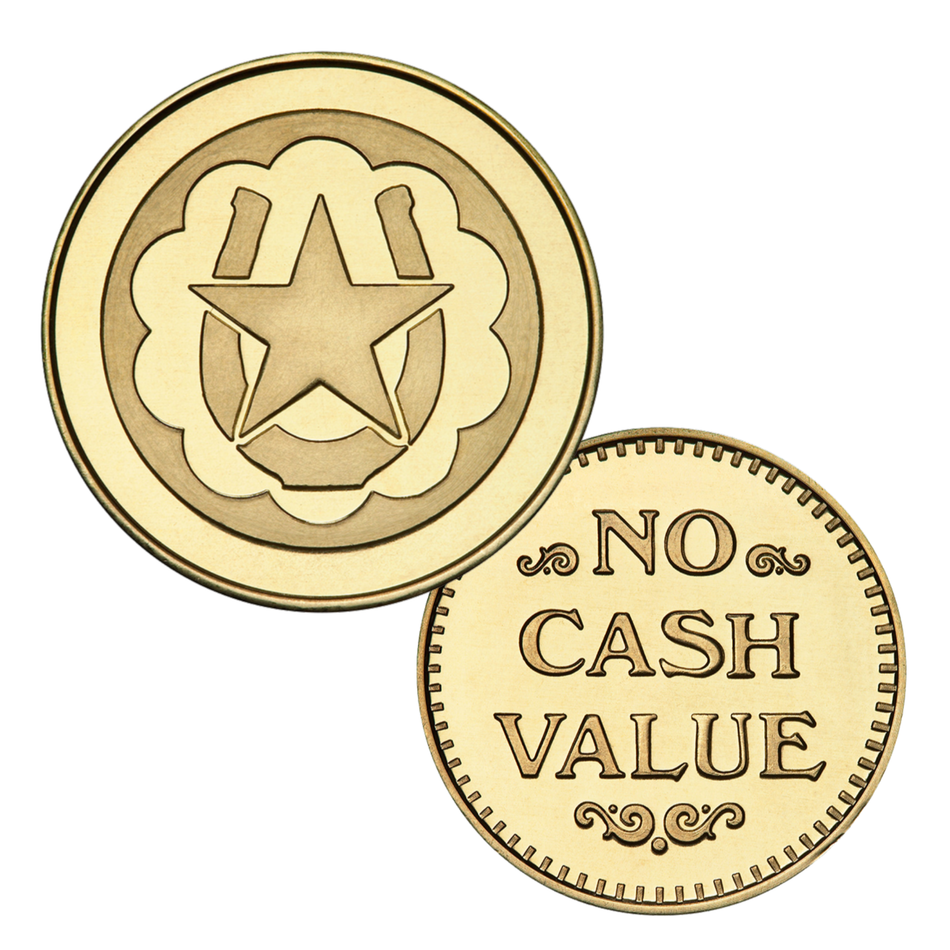 1.000" Brass Horseshoe Star No Cash Value Token