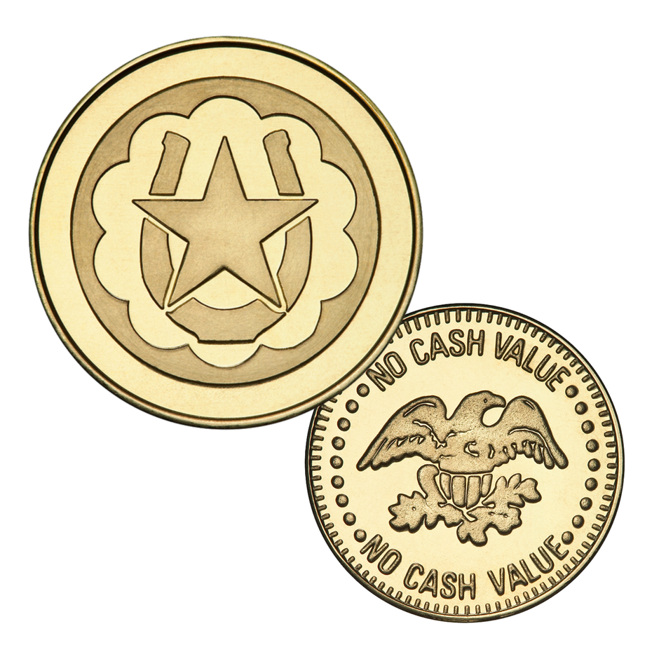 0.984" Brass Horseshoe Star Eagle No Cash Value Token