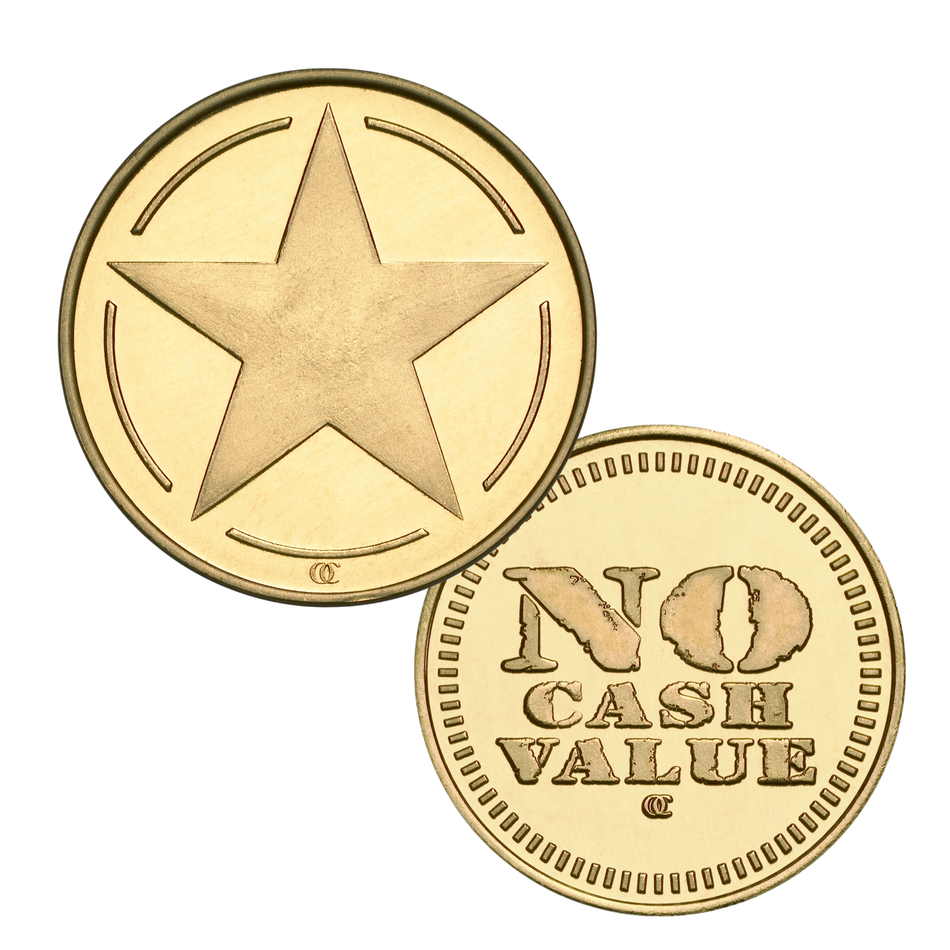 0.984" Brass Star No Cash Value Token