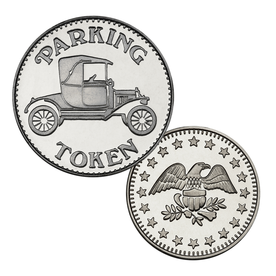 1.000" Nickel-Plated Brass Parking Eagle Stars Token