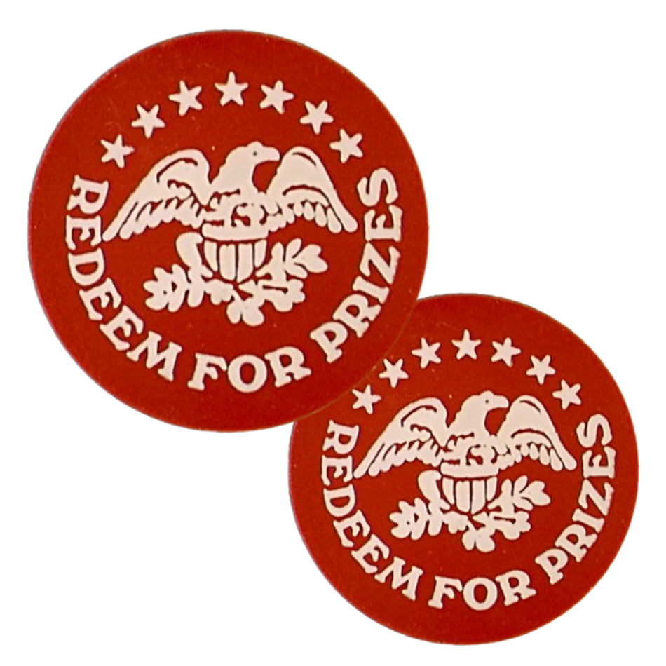 1.63" Red Plastic Redeem for Prizes Eagle Stars Token