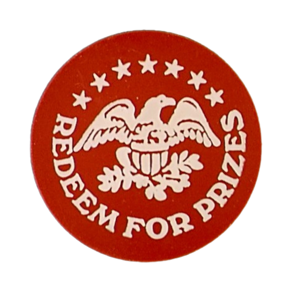 1.63" Red Plastic Redeem for Prizes Eagle Stars Token