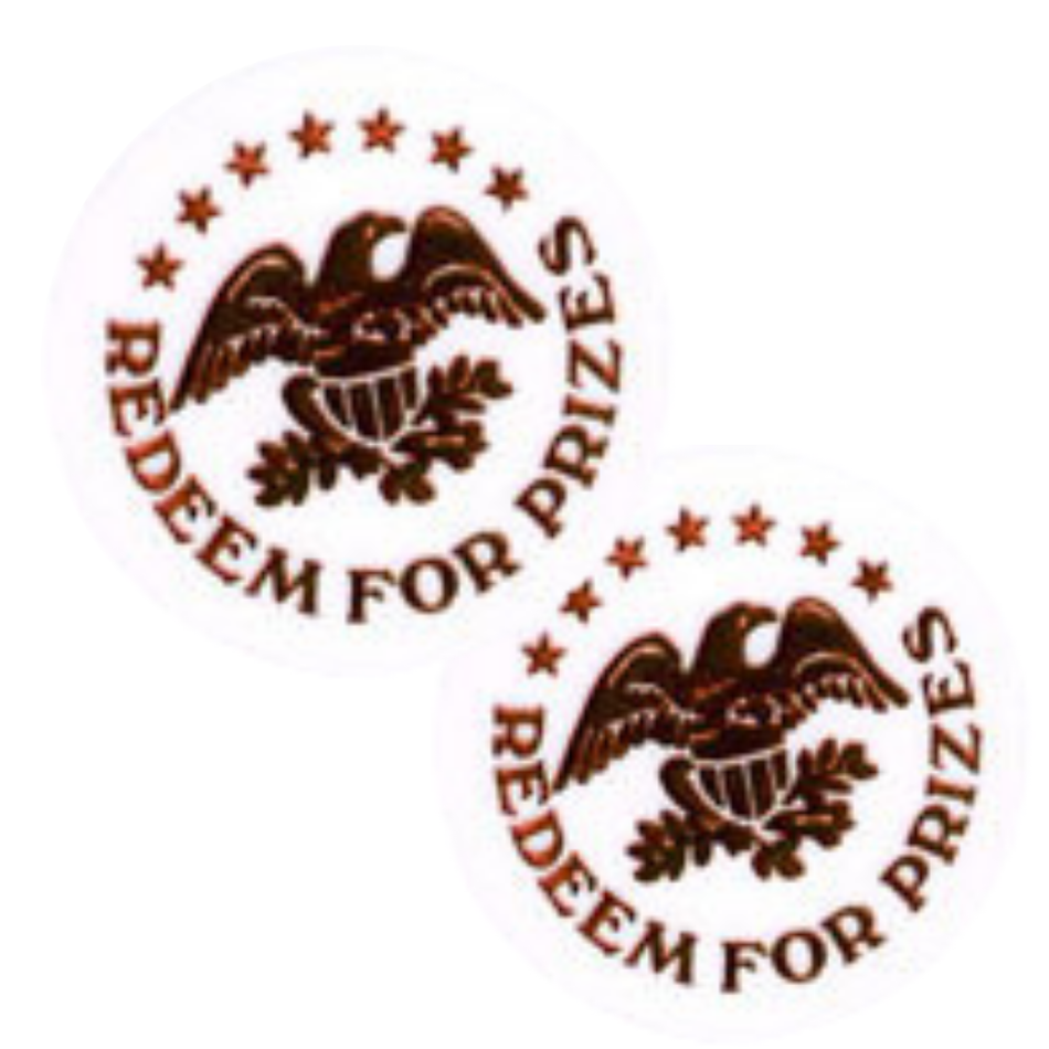 1.63" White Plastic Redeem for Prizes Eagle Stars Token