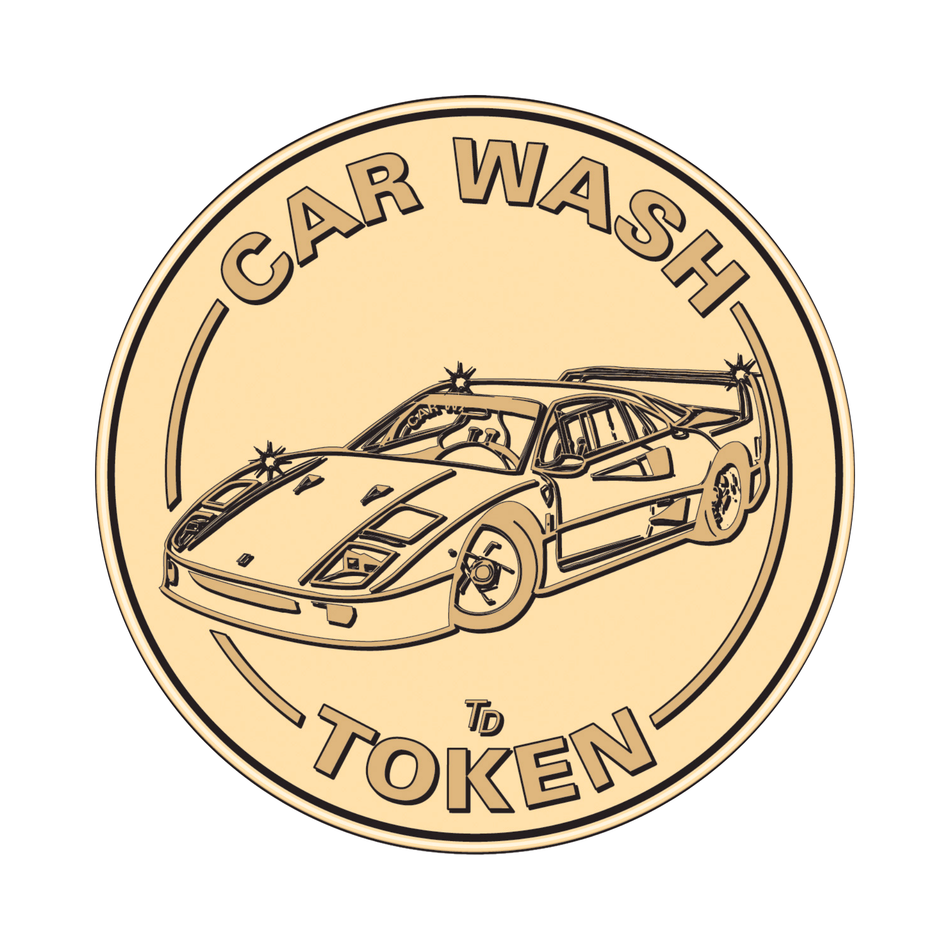 0.984" Red Brass Car Wash No Cash Value Diamonds Token