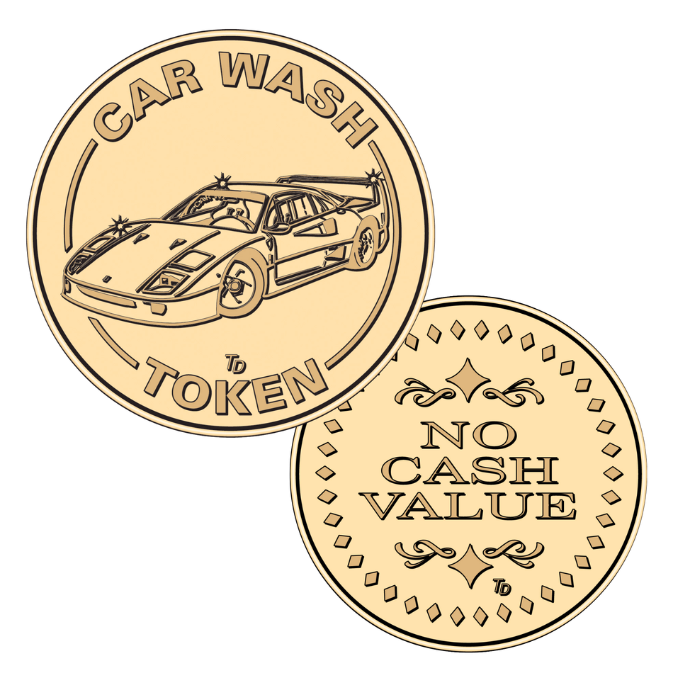 0.984" Red Brass Car Wash No Cash Value Diamonds Token