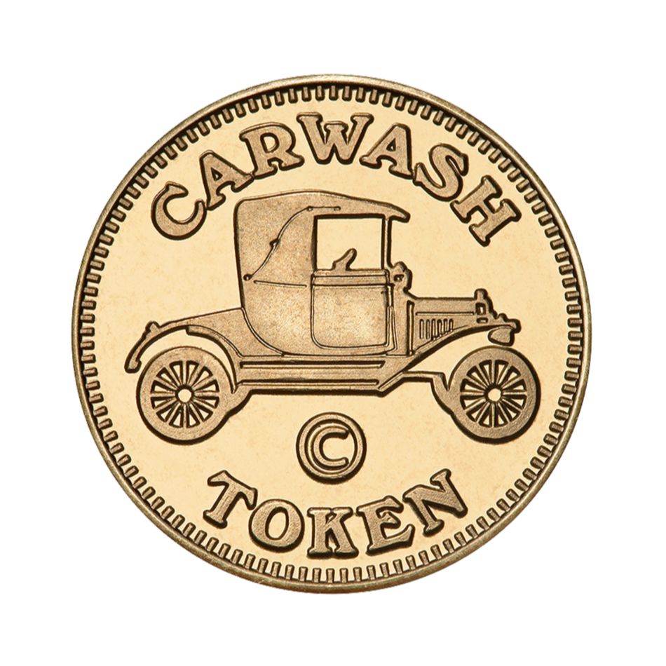 0.984" Red Brass Car Wash Non-Refundable Crown Token