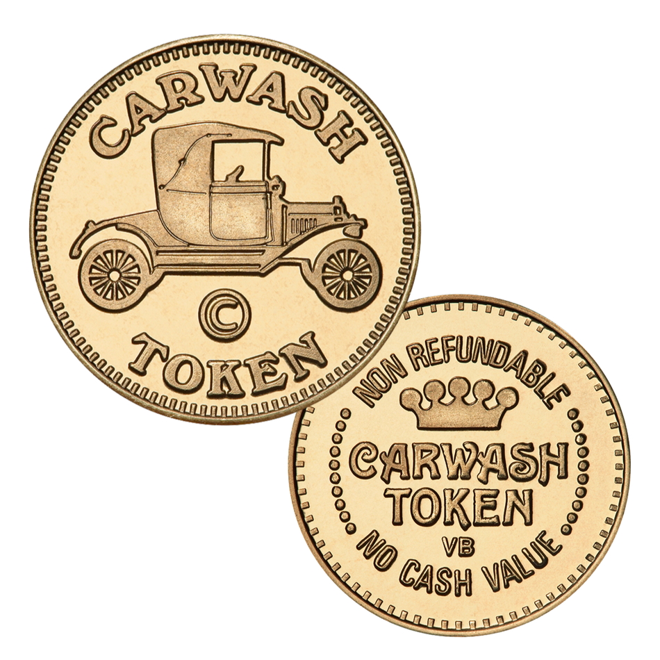 0.984" Red Brass Car Wash Non-Refundable Crown Token