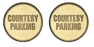 Brass 1.000" Courtesy Parking/Courtesy Parking stock token