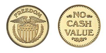 Brass 0.900" Freedom Eagle/NCV stock token