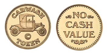 0.984" Red Brass Car Wash Tokens in Bulk | TokensDirect