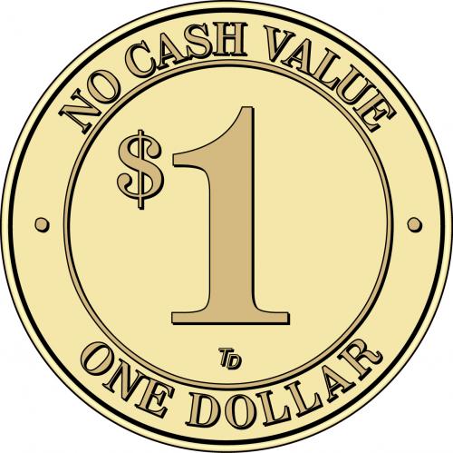 NCV No Cash Value $1 Token