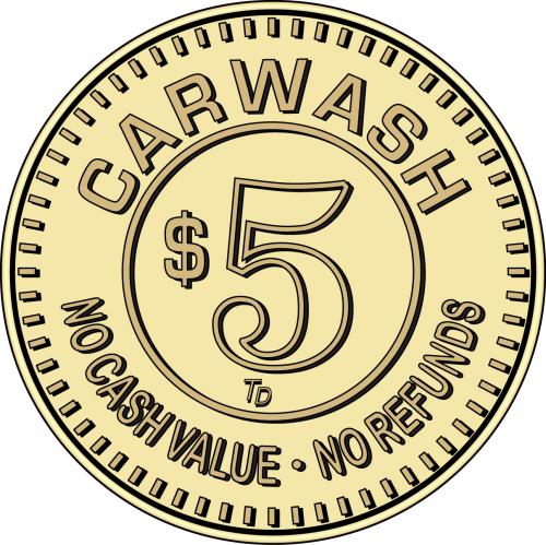 Car Wash Token No Cash Value $5