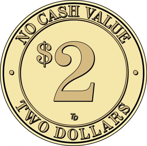 NCV No Cash Value $2 Token