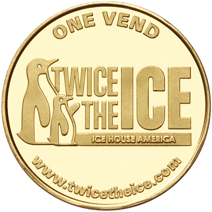 Ice House America custom brass token