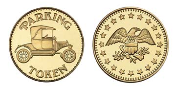 Brass 0.900" Parking Token/Eagle Stars stock token