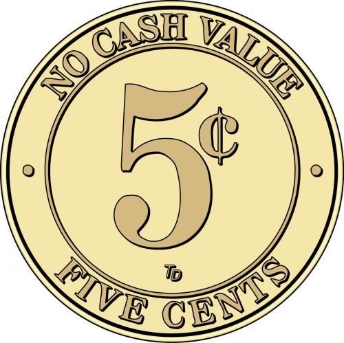 NCV No Cash Value Token five cents