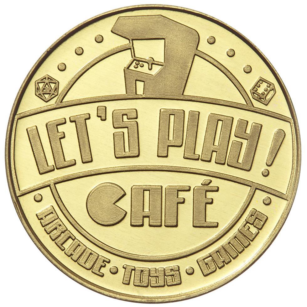 Let's Play Cafe rev custom brass token